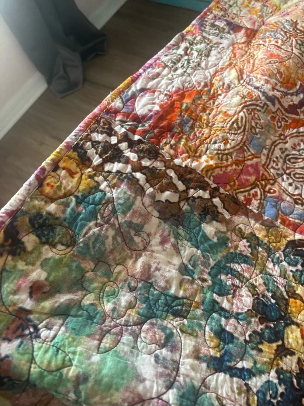 Poetic Wanderlust Patchwork Quilt Full Size GUC boho